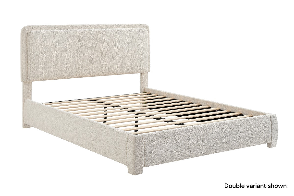 Brosa Havenne Boucle Bed Frame (Cream, Queen)