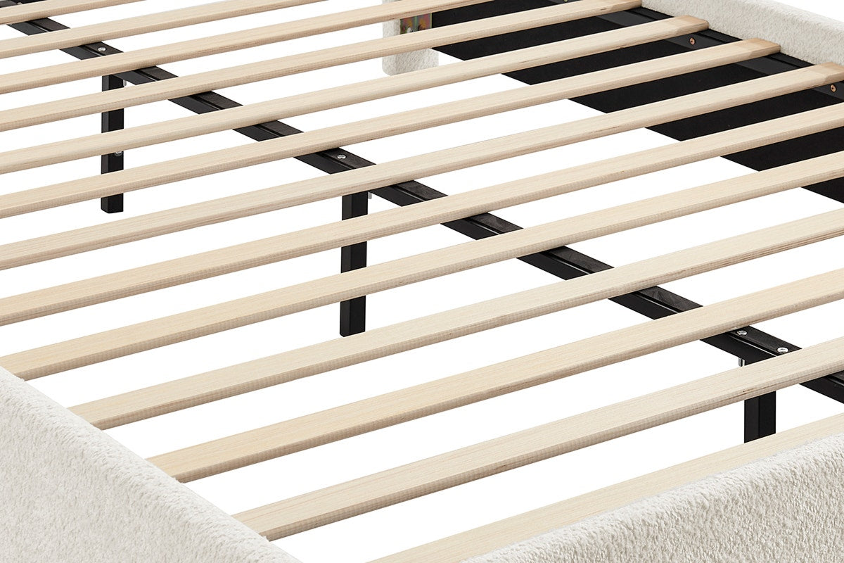 Brosa Havenne Boucle Bed Frame (Cream, Queen)