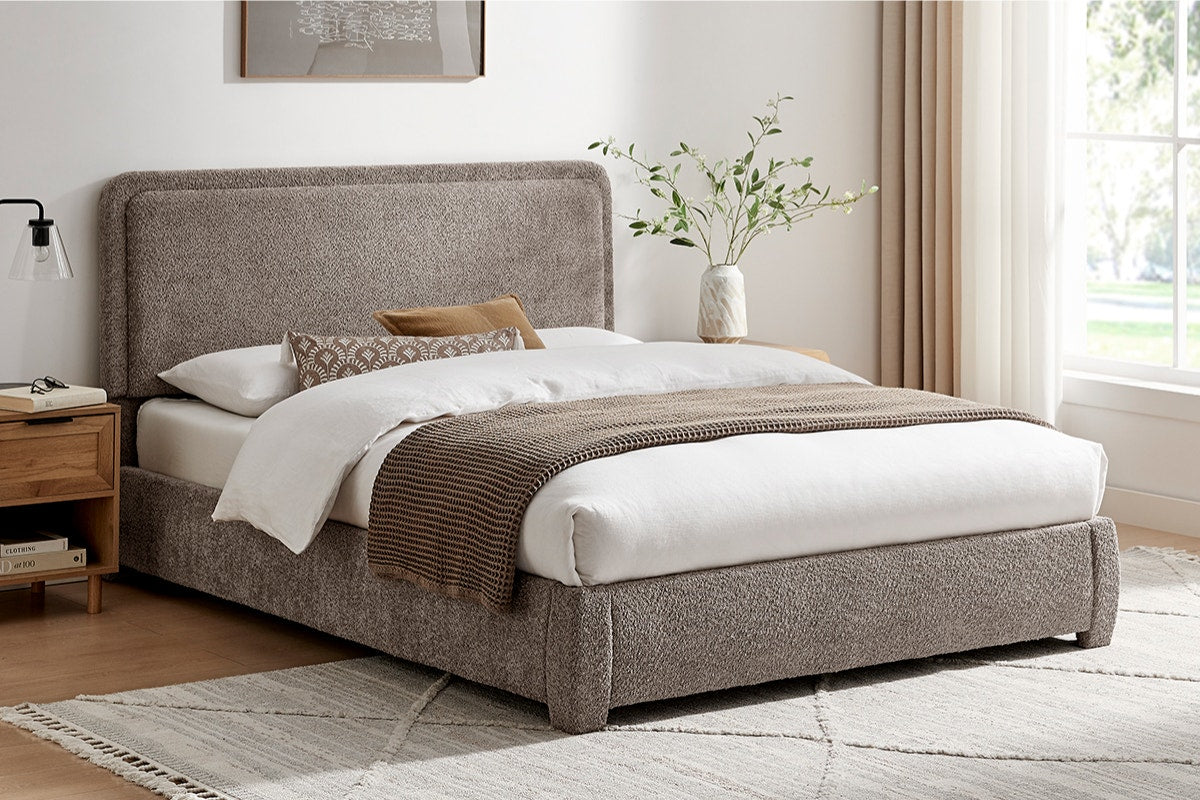 Brosa Havenne Boucle Bed Frame (Grey, Double)