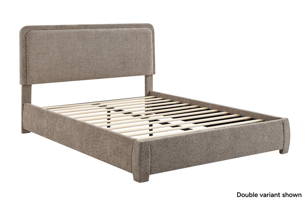 Brosa Havenne Boucle Bed Frame (Grey, Queen)