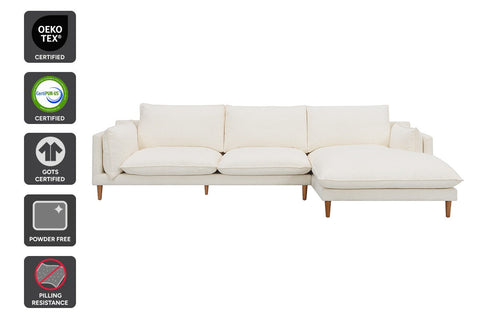 Brosa Jerry 3 Seater Sofa with Chaise (Cream, Right Chaise)