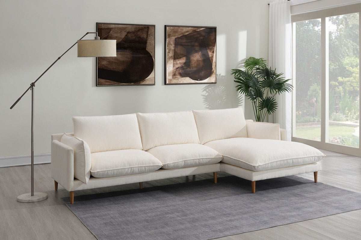 Brosa Jerry 3 Seater Sofa with Chaise (Cream, Right Chaise)