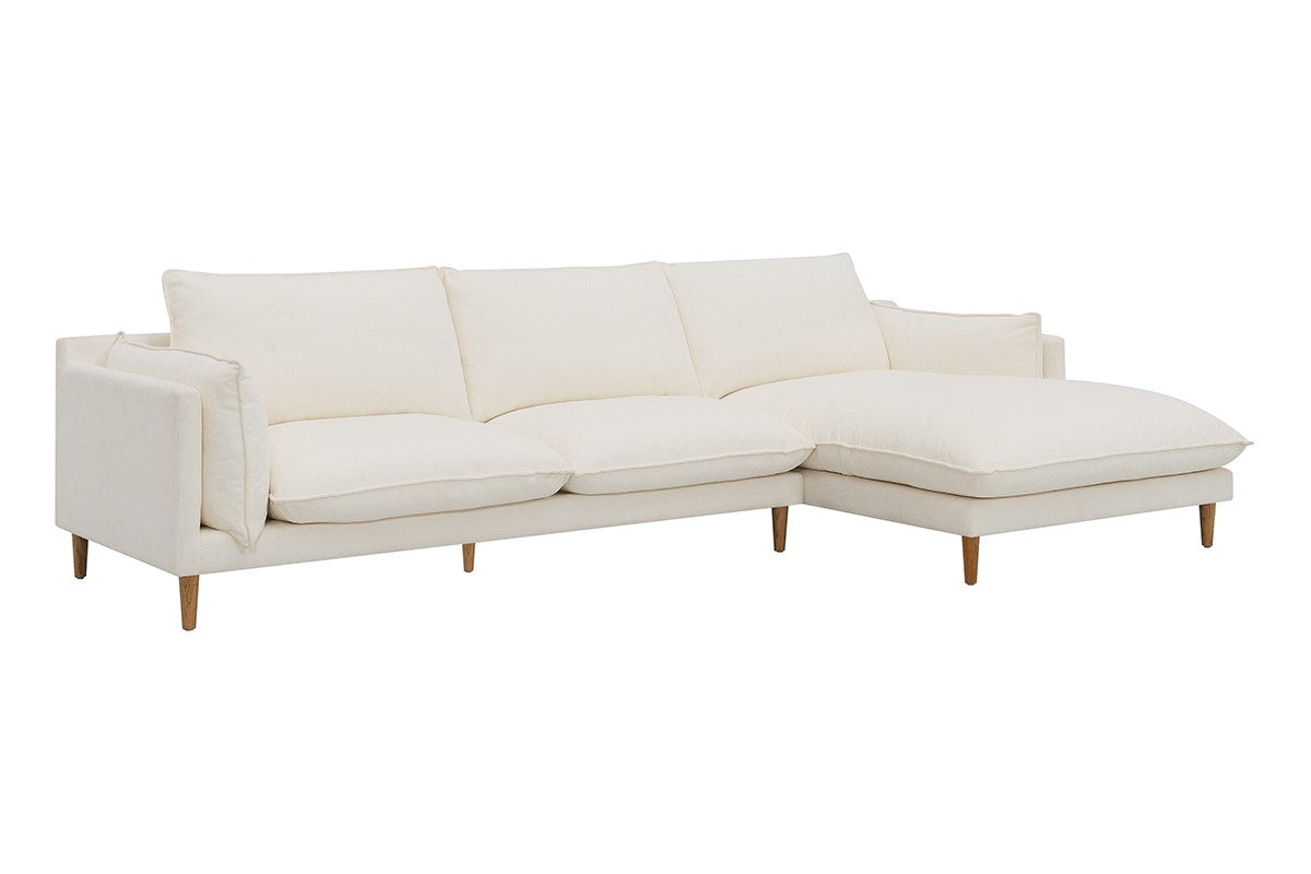 Brosa Jerry 3 Seater Sofa with Chaise (Cream, Right Chaise)