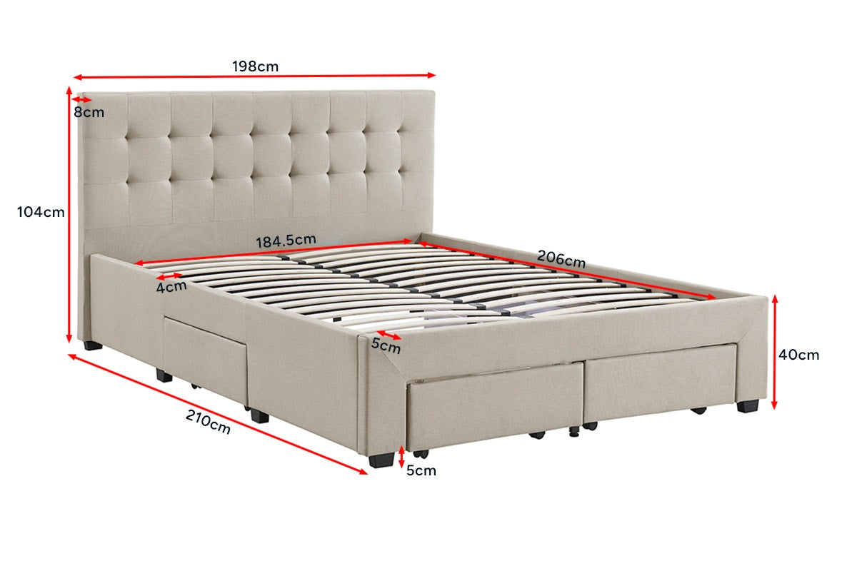 Brosa Le Bern Storage Bed Frame (Beige, King)