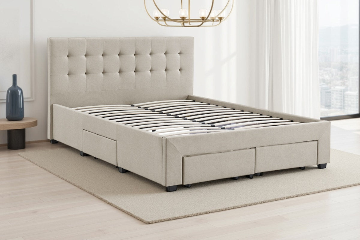 Brosa Le Bern Storage Bed Frame (Beige, King)