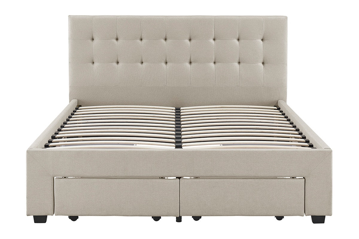 Brosa Le Bern Storage Bed Frame (Beige, King)