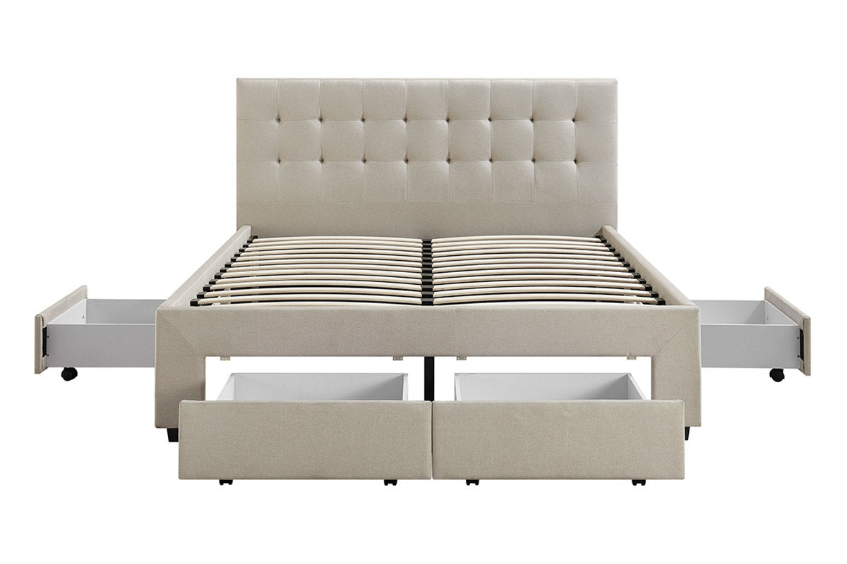 Brosa Le Bern Storage Bed Frame (Beige, King)