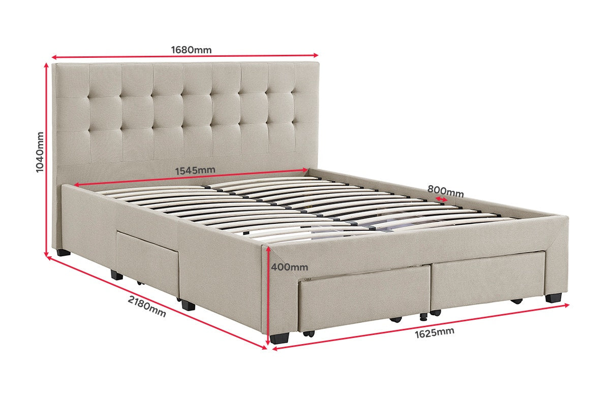 Brosa Le Bern Storage Bed Frame (Beige, Queen)