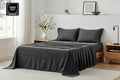 Brosa Washed Linen Cotton Bed Sheet Set (Charcoal, King)