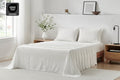 Brosa Washed Linen Cotton Bed Sheet Set (White, Double)