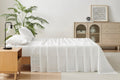 Brosa Washed Linen Cotton Bed Sheet Set (White, Queen)