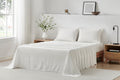 Brosa Washed Linen Cotton Bed Sheet Set (White, King)