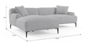 Brosa Seta 4 Seater Sofa with Chaise (Gainsboro Grey; Left Chaise)