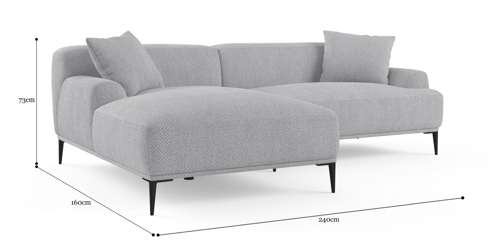 Brosa Seta 4 Seater Sofa with Chaise (Gainsboro Grey; Left Chaise)