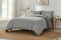 Brosa Stonewashed Cotton Reversible Striped Quilt Cover Set (Charcoal, Double)