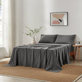 Brosa Stonewashed Cotton Sheet Set (Charcoal, Queen)