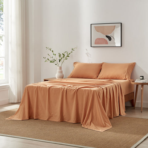 Brosa Stonewashed Cotton Sheet Set (Terracotta, King)