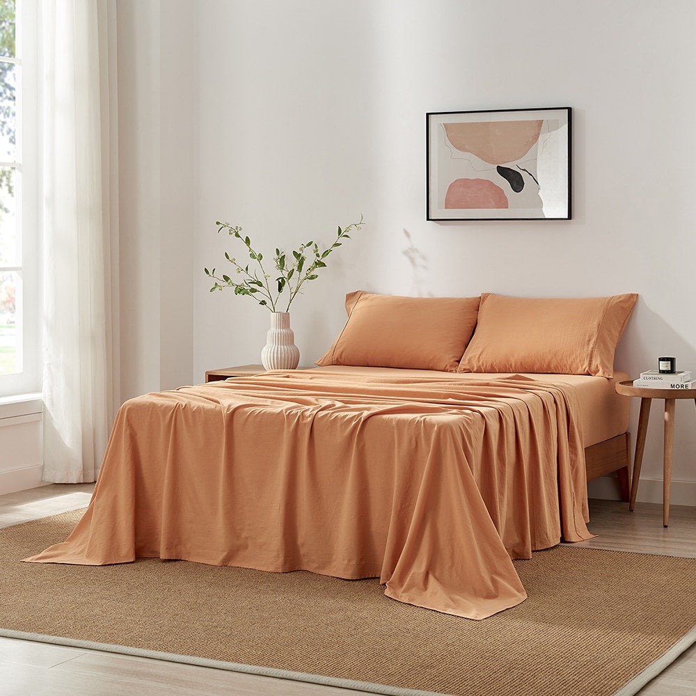 Brosa Stonewashed Cotton Sheet Set (Terracotta, King Single)