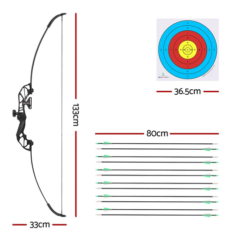 Everfit 55lbs Bow Arrow Set Recurve Takedown Archery Hunting for Beginner Green - SuperSaverAU - view 2