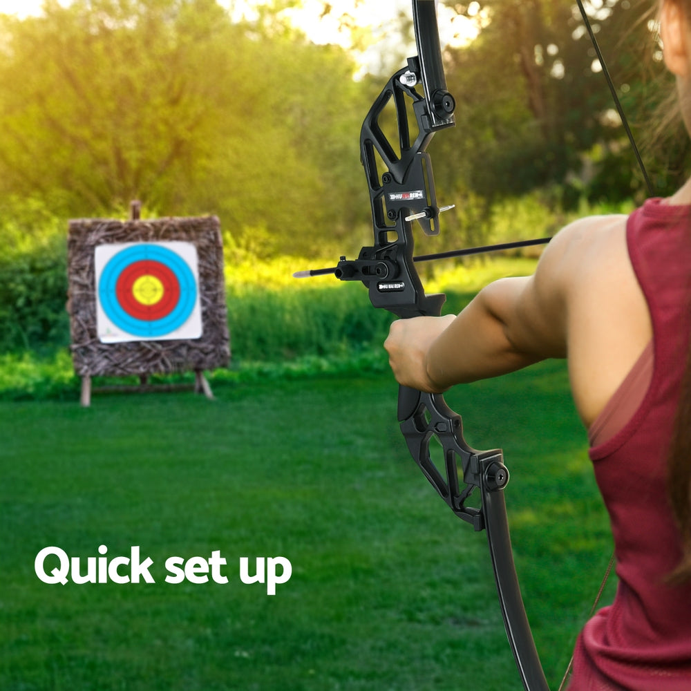 Everfit 55lbs Bow Arrow Set Recurve Takedown Archery Hunting for Beginner Green - SuperSaverAU - view 5