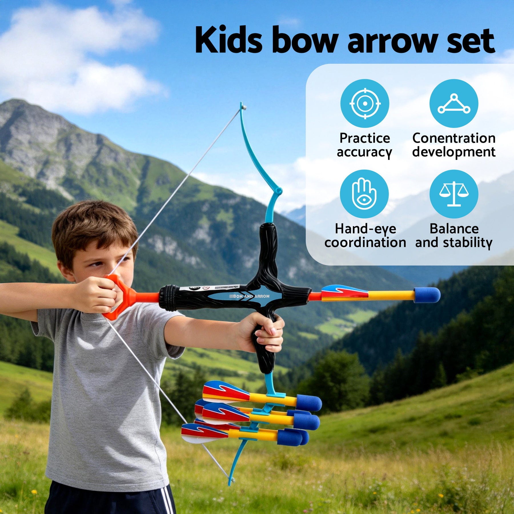 Keezi Kids Bow and Arrow Set Outdoor Sport Game Archery Toys 6 Arrows Children Gifts - SuperSaverAU - view 4