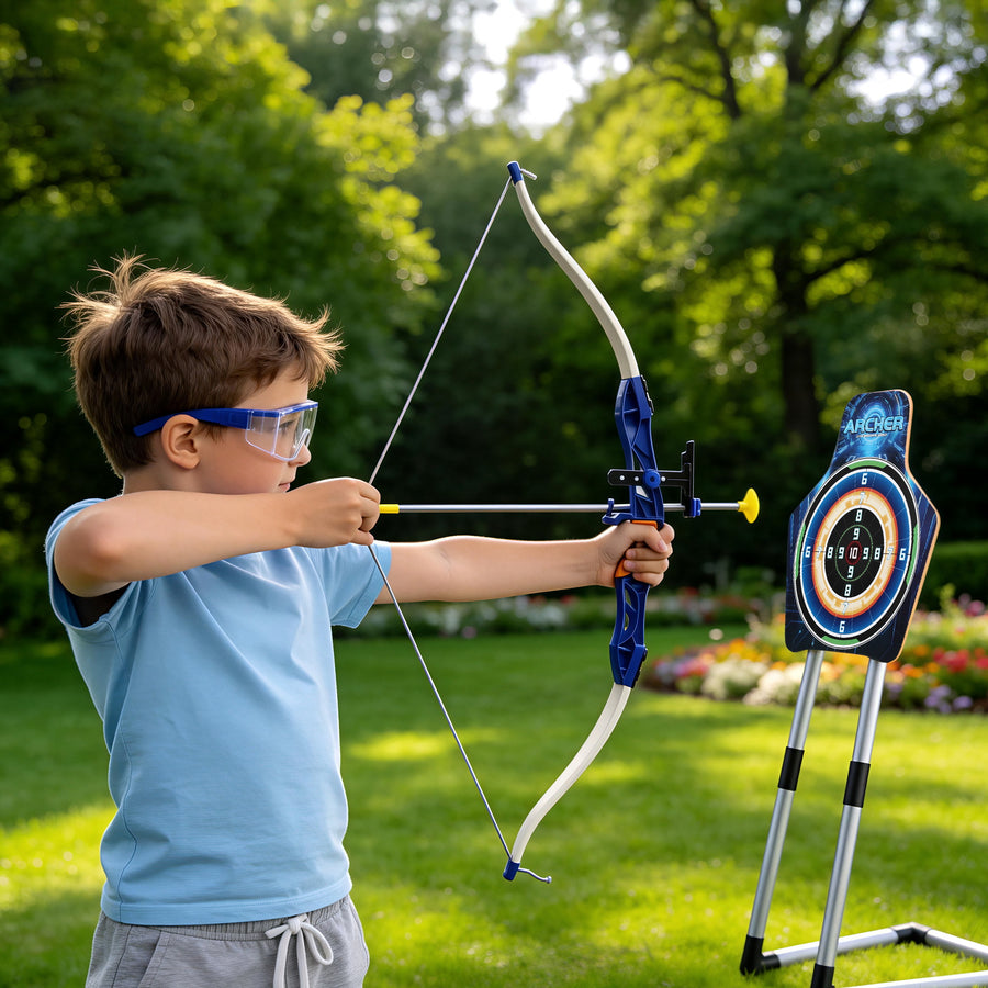 Keezi Kids Bow and Arrow Set Toy Archery Standing Target Suction Cup Arrows Goggles - SuperSaverAU - view 1