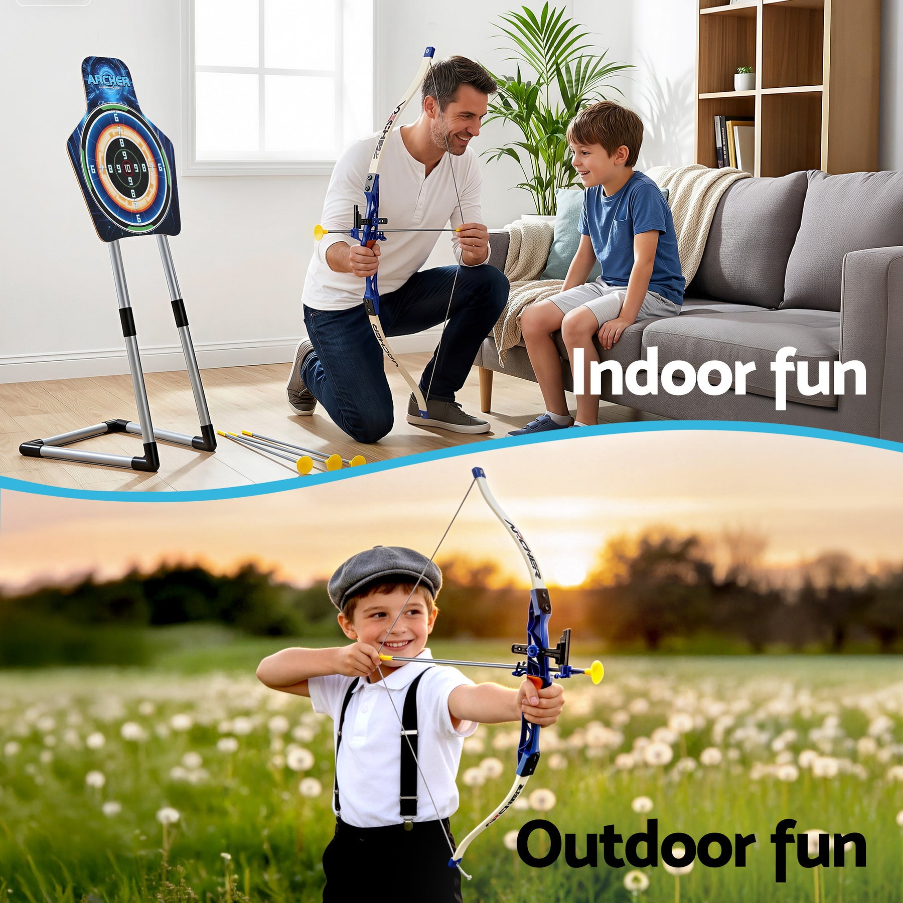 Keezi Kids Bow and Arrow Set Toy Archery Standing Target Suction Cup Arrows Goggles - SuperSaverAU - view 5
