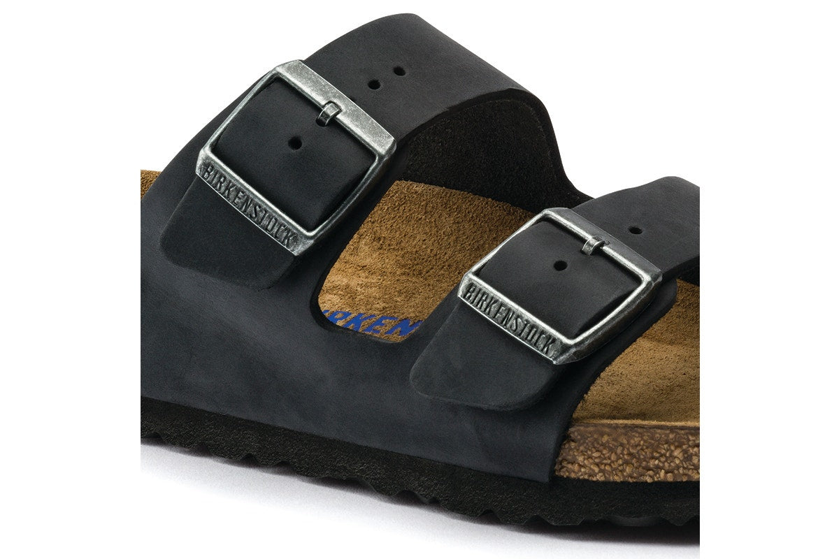 Birkenstock Arizona Oiled Leather Regular Fit Sandal (Black, Size 37 EU)