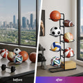 Everfit 7-Tier Ball Storage Rack Sports Equipment Organiser - Black