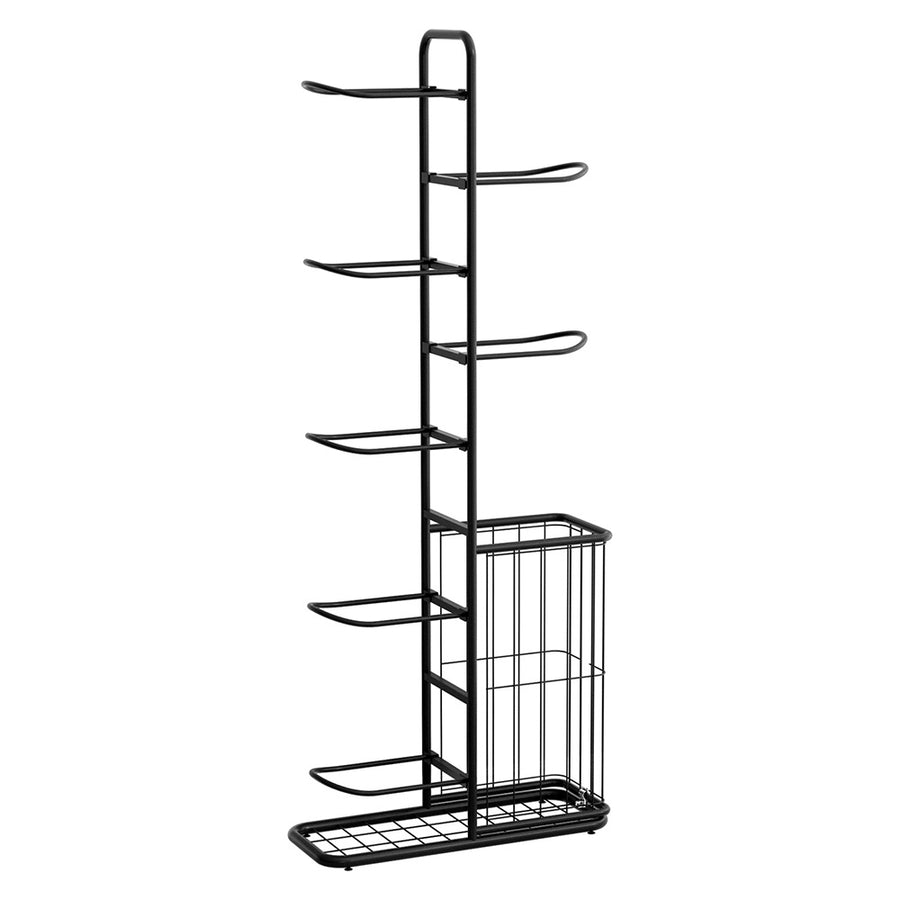 Everfit 7 Tier Ball Storage Rack Sports Equipment Organiser Black with Basket