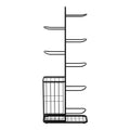 Everfit 7 Tier Ball Storage Rack Sports Equipment Organiser Black with Basket