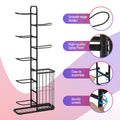 Everfit 7 Tier Ball Storage Rack Sports Equipment Organiser Black with Basket
