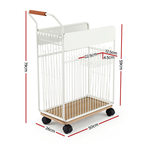 Everfit White Mobile Yoga Mat Storage Rack with Wheels
