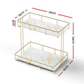 Artiss 2 Tier Gold Marble Look Corner Bathroom Storage Rack Organiser