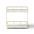 Artiss 2 Tier Gold Marble Look Corner Bathroom Storage Rack Organiser