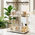 Artiss 2 Tier Gold Marble Look Corner Bathroom Storage Rack Organiser