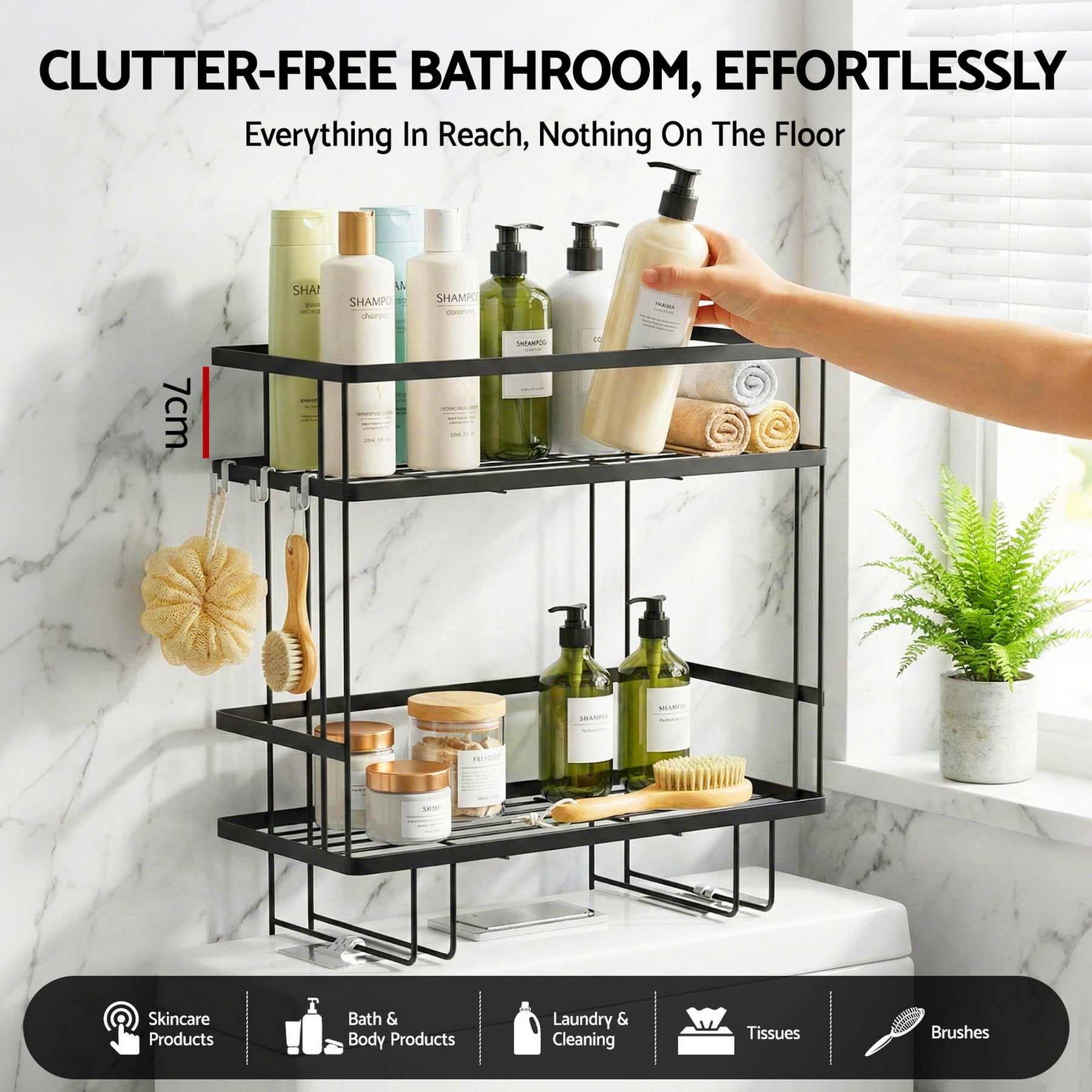 Artiss 2 Tier Over Toilet Bathroom Storage Rack Shelf Organiser