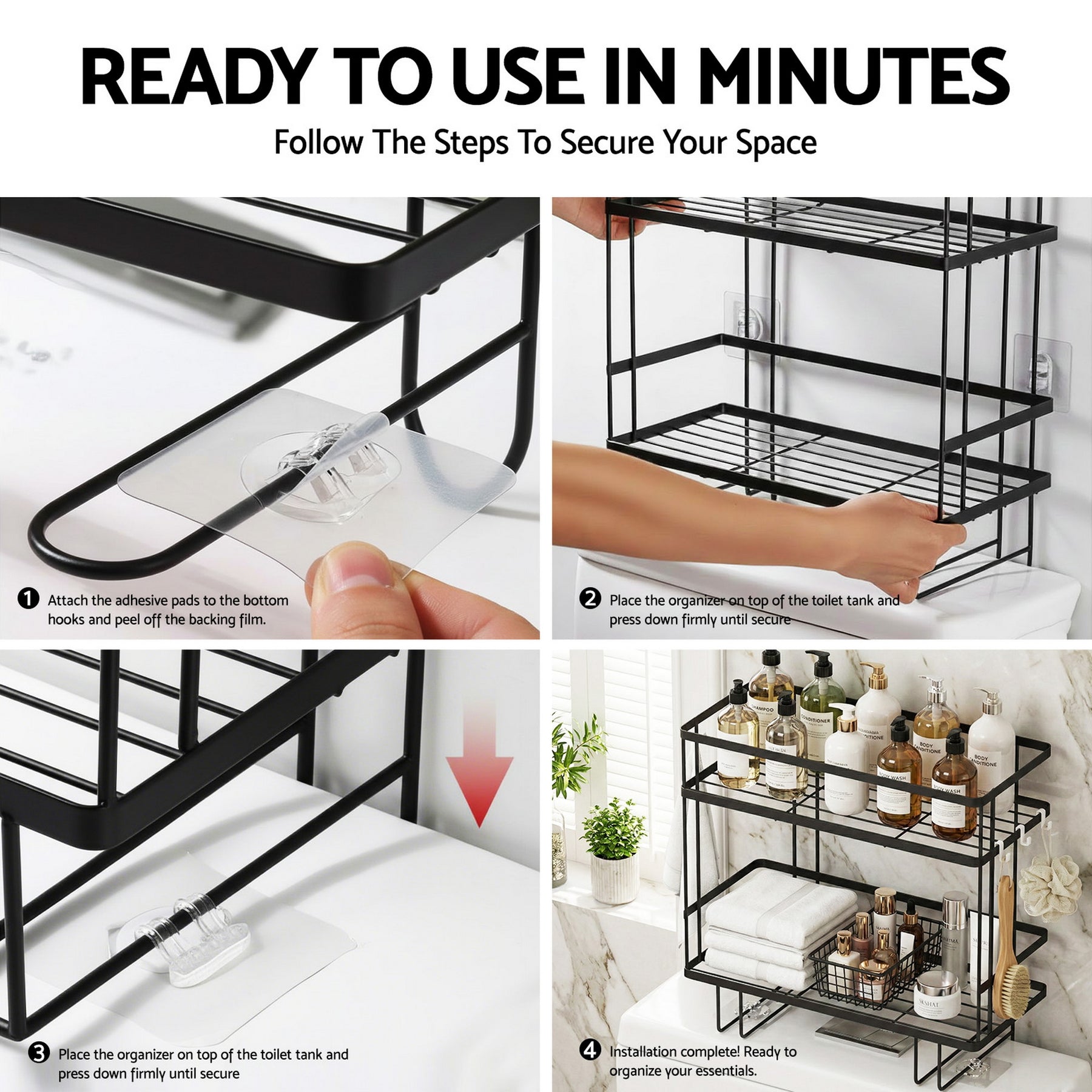 Artiss 2 Tier Over Toilet Bathroom Storage Rack Shelf Organiser