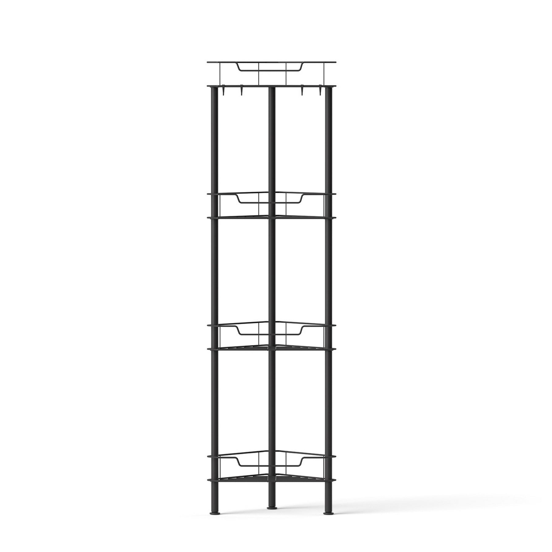 Artiss 4 Tier Black Floor Standing Corner Shower Caddy Bathroom Organiser