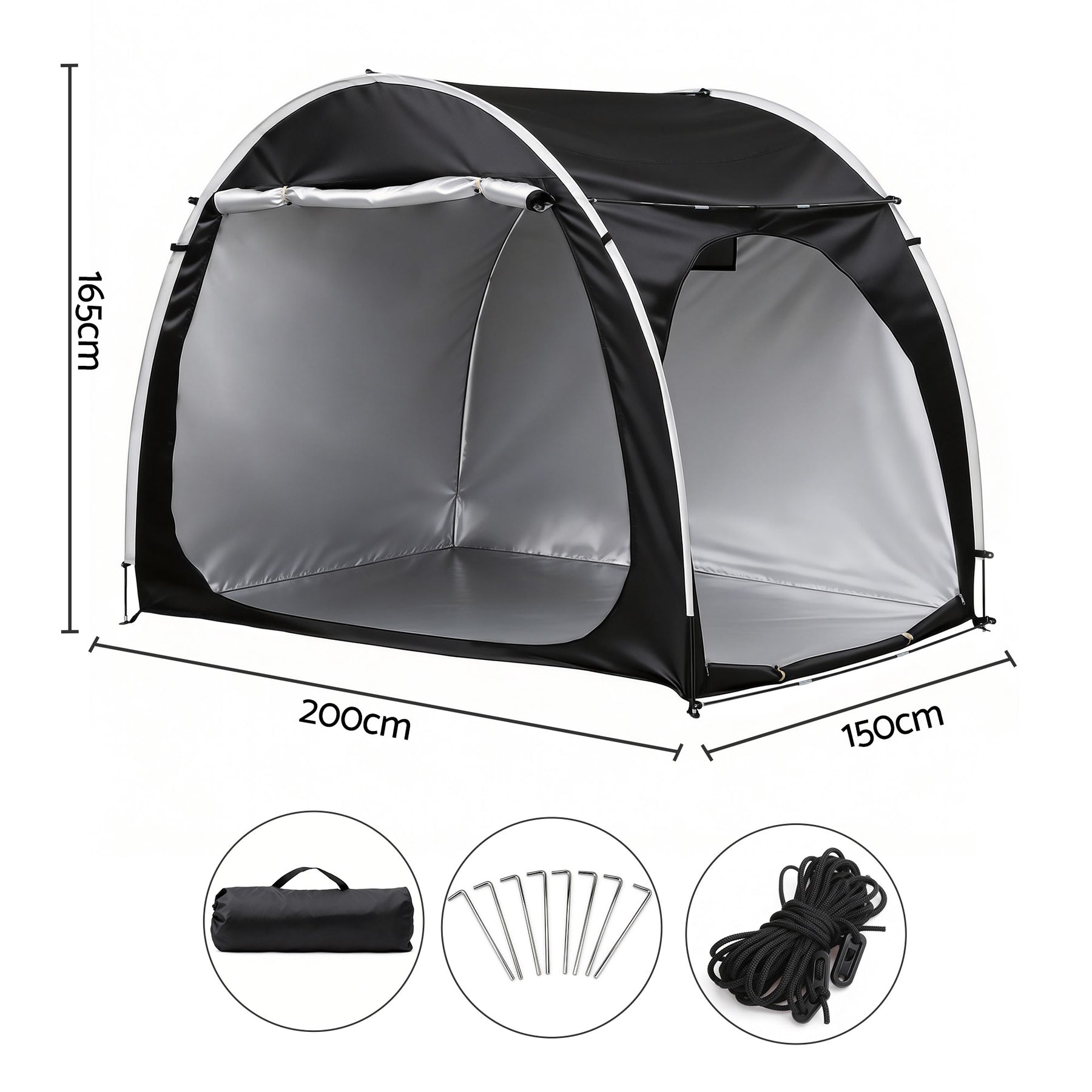 Giantz Bike Storage Tent – Black UV Protection 200 x 150 x 165cm
