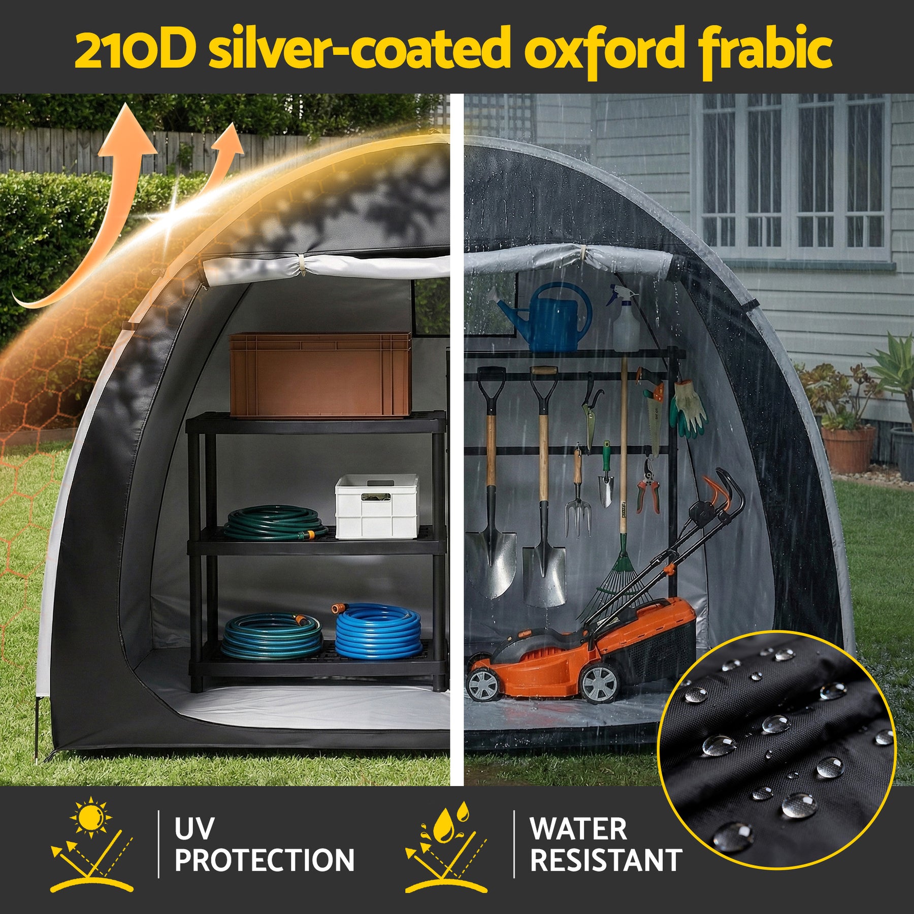 Giantz Bike Storage Tent – Black UV Protection 200 x 150 x 165cm