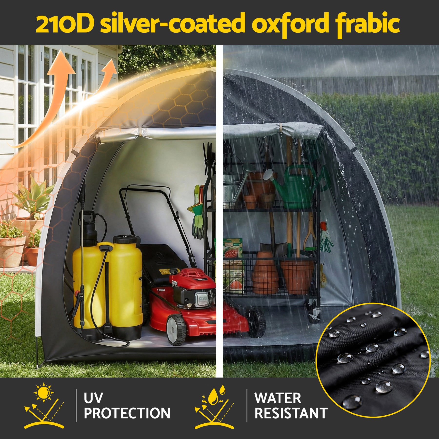 Giantz Bike Storage Tent – Black UV Protection 200 x 80 x 165cm