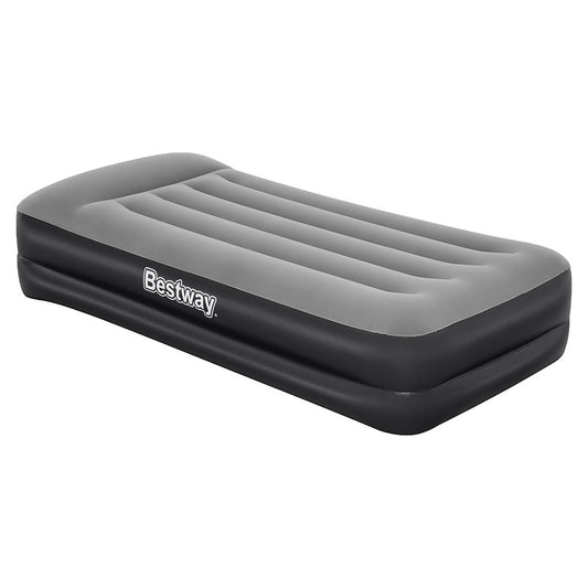 Bestway Single Air Bed 46cm Inflatable with Built-in Pump & Flocked Surface