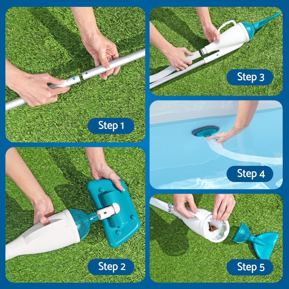 Bestway Pool Vacuum with 2 Cleaning Heads, 6m Hose, 1.9m Aluminium Pole - SuperSaverAU - view 6