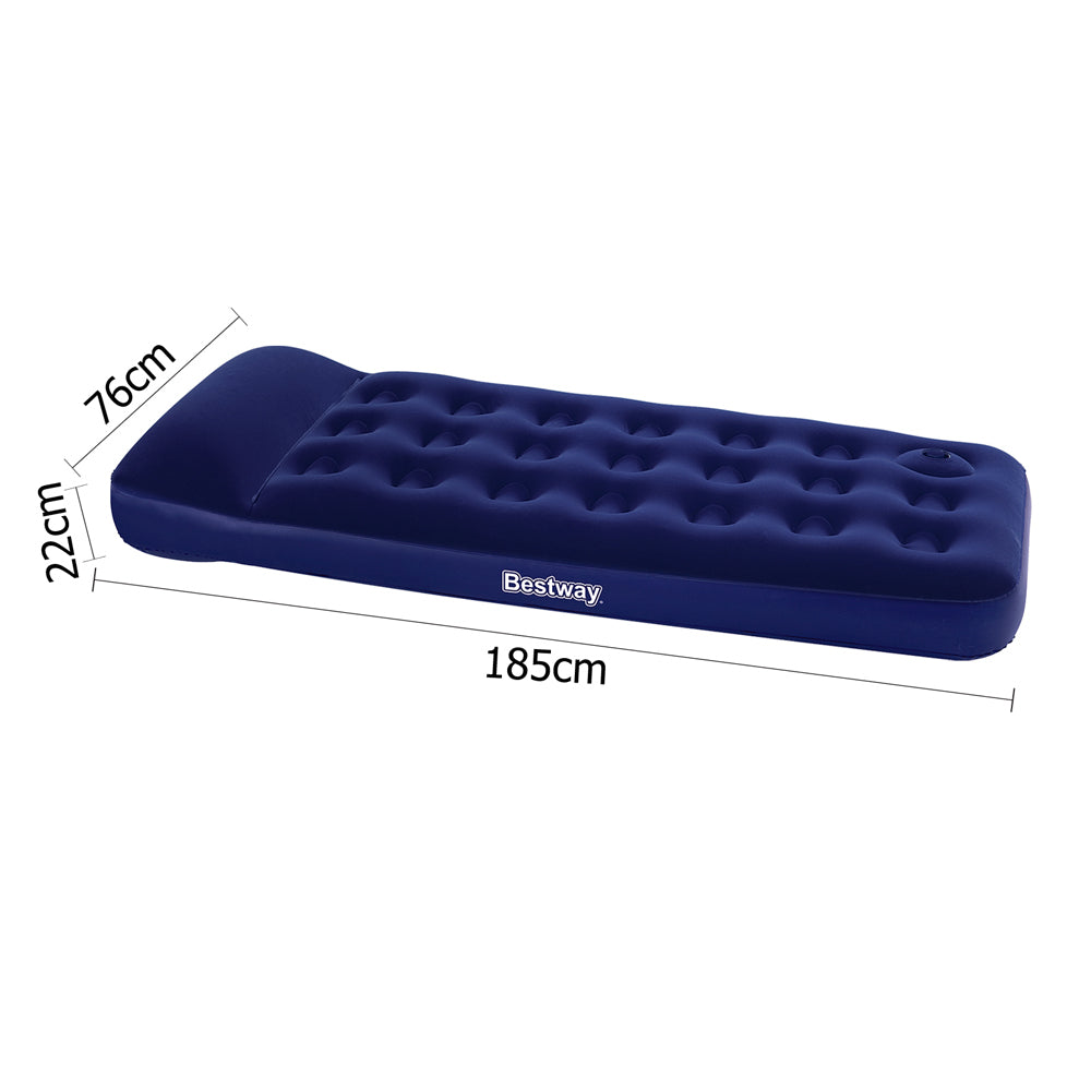 Bestway Single Size Air Bed - Flocked Surface, Coil-Beam, Indoor/Outdoor Use