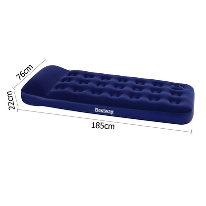 Bestway Single Size Air Bed - Flocked Surface, Coil-Beam, Indoor/Outdoor Use