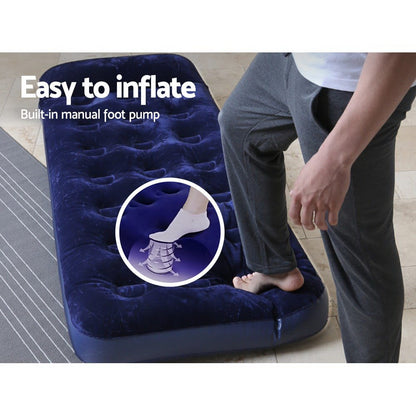 Bestway Single Size Air Bed - Flocked Surface, Coil-Beam, Indoor/Outdoor Use
