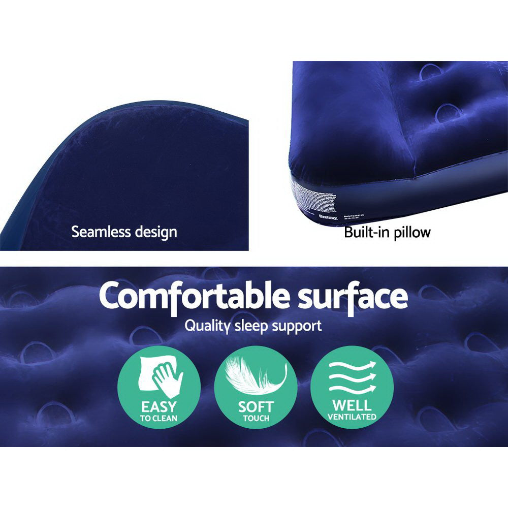 Bestway Single Size Air Bed - Flocked Surface, Coil-Beam, Indoor/Outdoor Use