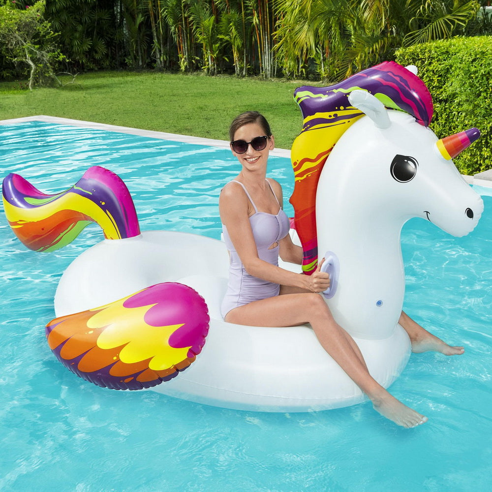Bestway Unicorn Inflatable Pool Float Rider 224x156CM with Heavy-Duty Handles - SuperSaverAU - view 7