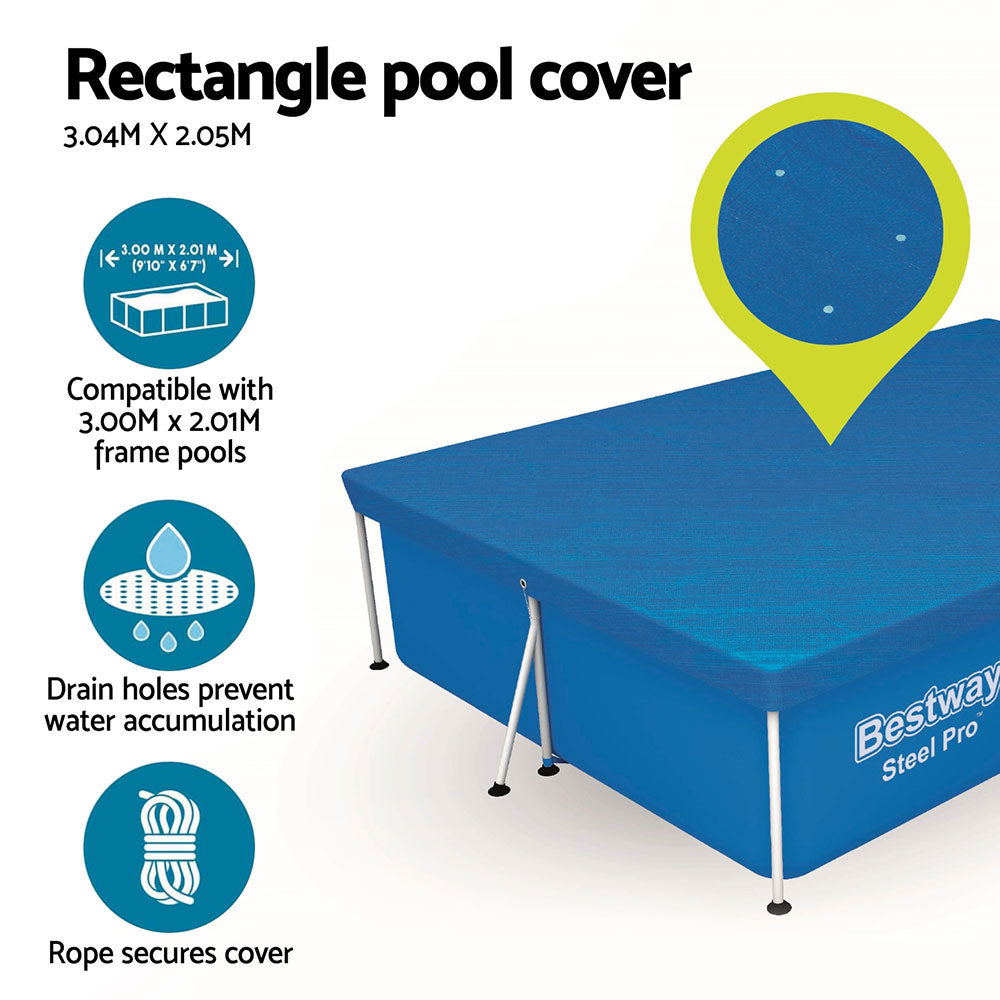 Bestway Pool Cover 3.04m x 2.05m for 3.00m x 2.01m Above Ground Pools, Durable PE - SuperSaverAU - view 5